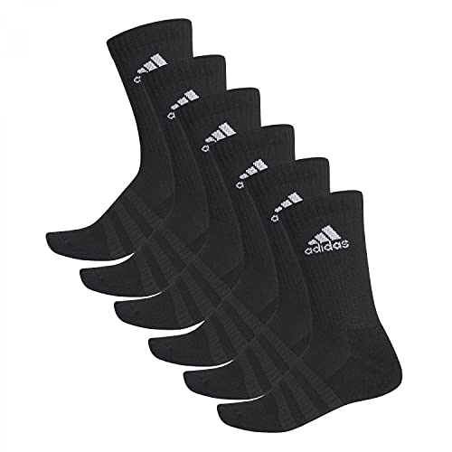 adidas Cush CRW 6PP Calcetines, Unisex Adulto, Top:Black/Black/Black/Black Bottom:Black/Black, M