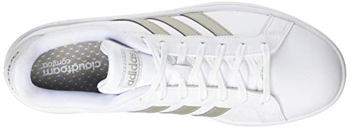 adidas Grand Court, Sneaker Mujer, Footwear White/Platin Metallic/Footwear White, 38 2/3 EU
