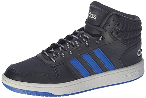 adidas Hoops 2.0 Mid, Basketball Shoe Hombre, Carbon/Team Royal Blue/Grey, 43 1/3 EU