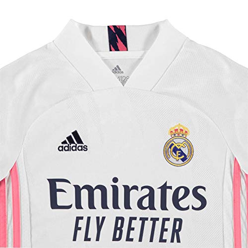 Adidas Real Madrid Temporada 2020/21 Camiseta Primera Equipación Oficial, Niño, Blanco, 15/16 años