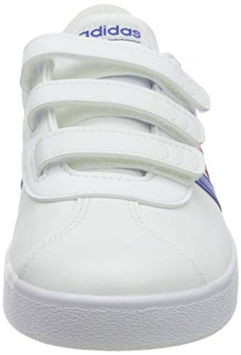 adidas VL Court 2.0 CMF, Running Shoe, Cloud White/Team Royal Blue/Vivid Red, 29 EU