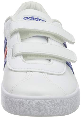 adidas VL Court 2.0 CMF, Sneaker, Cloud White/Team Royal Blue/Vivid Red, 34 EU