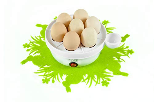 adler AD-4459 Cuece Eléctrico, 7 Huevos, Apagado Automático, Libre de BPA, 450W, 450 W, 0 Decibeles, Blanco