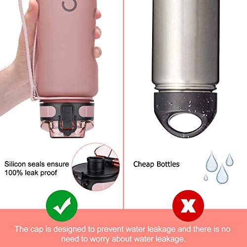 ADORIC Botella Agua Deporte Botella Agua Gimnasio Plastico con Filtro 500ml a 1000ml - No Tóxico sin BPA con Tapa Abatible (Rosa 1000ml)