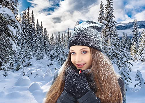AIIKES 7x5FT Fondo de Invierno Cielo al Aire Libre Fondo de fotografía de Copo de Nieve Bosque de Nieve Blanca Decoración de Fiesta de Navidad Retrato de niño Accesorios de Estudio fotográfico 12-349