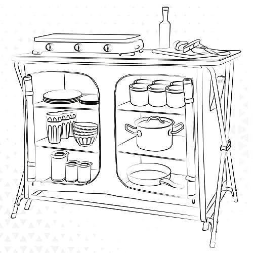 AKTIVE 52856 - Mueble plegable cocina, Dos compartimentos de almacenamiento, armario doble, mueble portátil aluminio, 110x53.5x88.5 cm, color azul marino