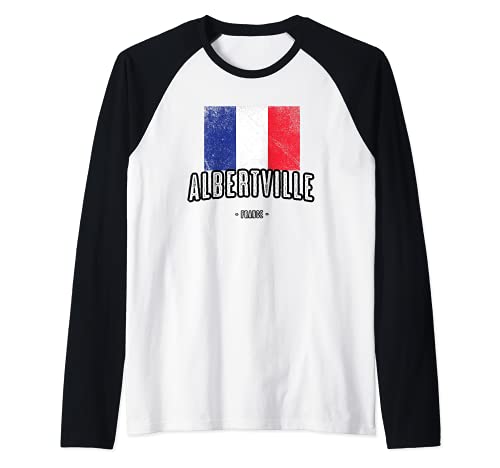 Albertville Francia | FR Ciudad Bandera, Drapeau Français - Camiseta Manga Raglan