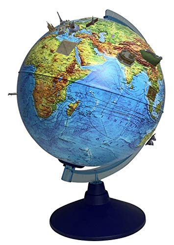 alldoro Globo terráqueo 3D Lexi 68600, diámetro de 25 cm, con aplicación de smartphone IQ Globe, globo terráqueo con luz LED sin cable, globo terráqueo infantil con relieve
