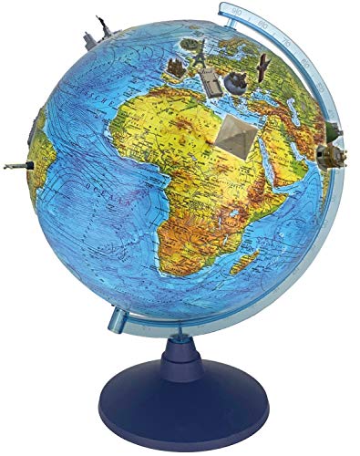 alldoro Globo terráqueo 3D Lexi 68610, diámetro de 32 cm, con aplicación de smartphone IQ Globe, globo terráqueo con luz LED sin cable, globo terráqueo infantil con relieve