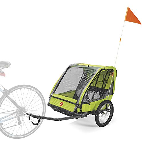 Allen Sports ES2-R, Remolque de bicicleta para 2 niños, unisex, adulto, verde, 2 niños