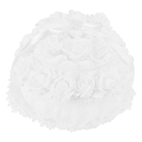 Almohada de anillo de boda, caja de anillo con lazo de cinta, caja de almohada de anillo elegante blanca, para ceremonia de boda en casa(5903)