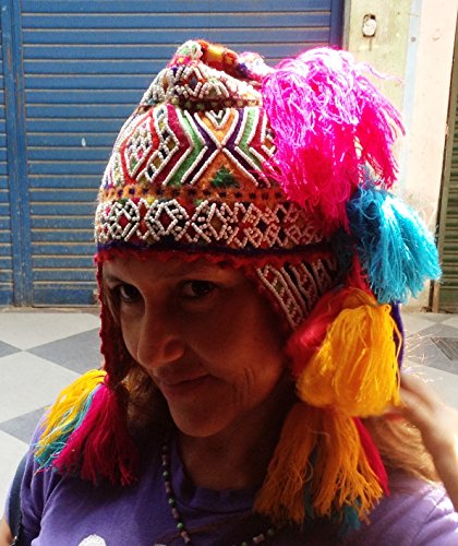 Alpacaandmore Cusquena Peruana tejida a mano para mujer, estilo tradicional chullo con lentejuelas laboriosas