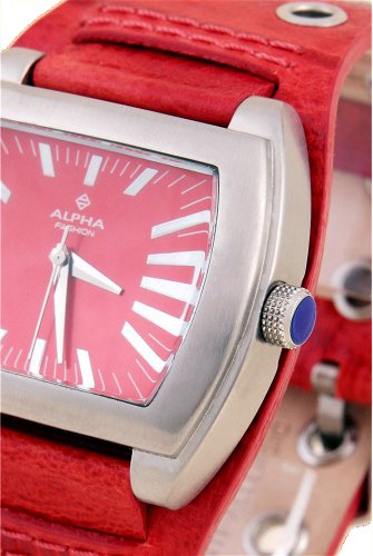 Alpha Saphir 222D - Reloj de Mujer de Cuarzo, Correa de Piel Color Rojo