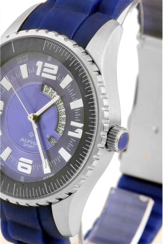 Alpha Saphir 231C - Reloj de Caballero de Cuarzo, Correa de Caucho Color Azul Claro