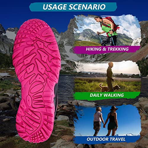 Althetec Zapatillas de Senderismo Trekking Mujer Impermeables Baja Ligero Antideslizantes Zapatos de Montaña AL2127 Rosa Negra EU39