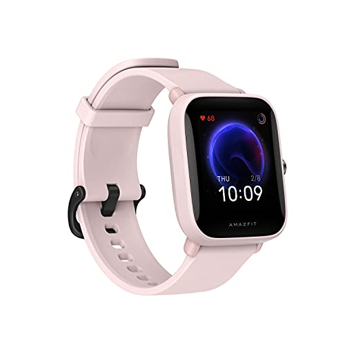 Amazfit Bip U Smartwatch Fitness Reloj Inteligente 60+ Modos Deportivos 1.43" Pantalla táctil a Color Grande 5 ATM GPS Incorporado (SpO2) Oxígeno en Sangre Frecuencia cardíaca-Rosado