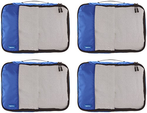 Amazon Basics - Bolsas de equipaje medianas (4 unidades), Azul