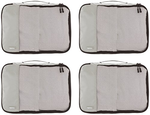 Amazon Basics - Bolsas de equipaje medianas (4 unidades), Gris