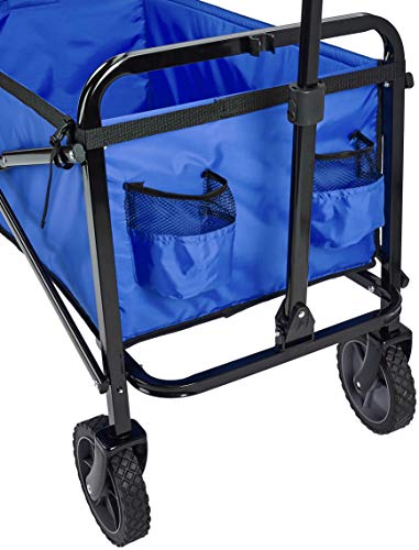 Amazon Basics - Carreta plegable para jardín y aire libre con bolsa de cubierta, azul