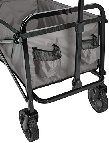 Amazon Basics - Carreta plegable para jardín y aire libre con bolsa de cubierta, gris