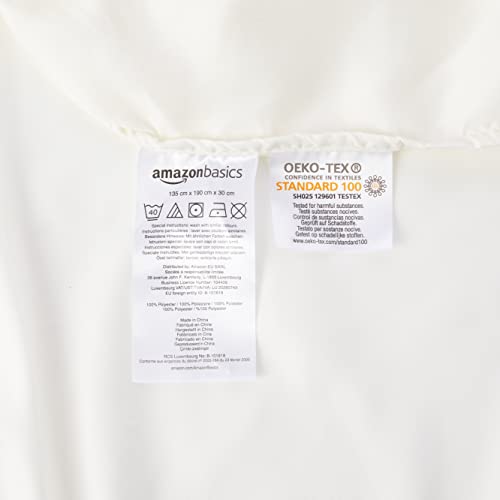 Amazon Basics FTD, Sábanas Ajustables, 135 x 190 x 30 cm, Crema