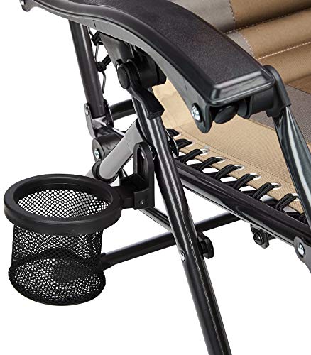 Amazon Basics - Set de 2 sillas de playa acolchadas para exteriores con gravedad cero - 165 x 74,9 x 112 cm, de color beis