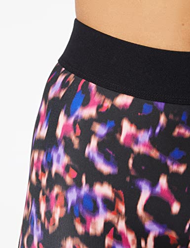 Amazon Brand - AURIQUE Legging deportivos con tejido brillante y paneles laterales para mujer, Multicolor (Negro/Rosa), 40, Label:M