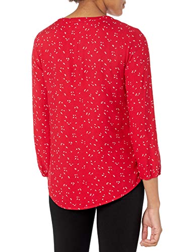 Amazon Essentials 3/4 Sleeve Button Popover Shirt Camisa, Rojo, Hoja, M