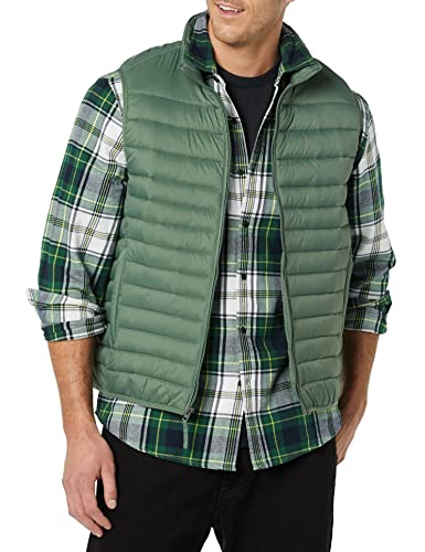 Amazon Essentials Lightweight Water-Resistant Packable Puffer Vest Chaleco de plumón, Verde, M