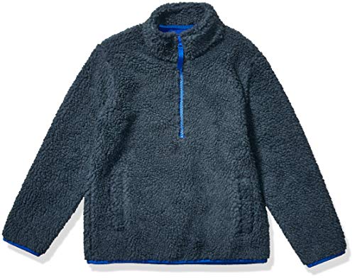 Amazon Essentials Quarter-Zip High-Pile Polar Fleece Jacket Outerwear-Jackets, Gris Oscuro, Medium