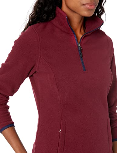 Amazon Essentials Quarter-Zip Polar Fleece Jacket Outerwear-Jackets, Borgoña/Azul Marino, US XL (EU 2XL)