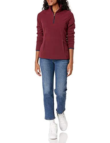 Amazon Essentials Quarter-Zip Polar Fleece Jacket Outerwear-Jackets, Borgoña/Azul Marino, US XL (EU 2XL)