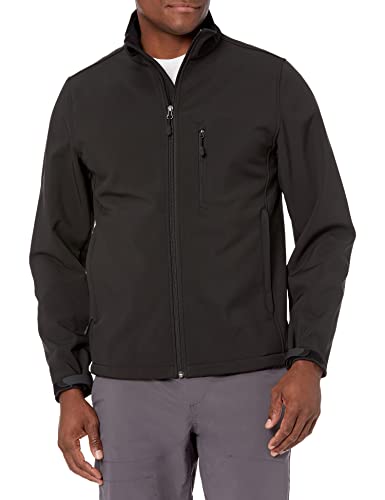 Amazon Essentials Water-Resistant Softshell Jacket Chaqueta, Negro (Black), Medium