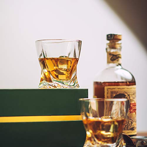 Amerigo Premium Whisky Set De 4 Vasos En Caja De Regalo De Lujo - Vasos De Whisky Twist 12oz Para Whisky - Whisky De Regalo Para Hombres - Vasos De Vidrio - Regalo Del Día Del Padre - Set De Bar