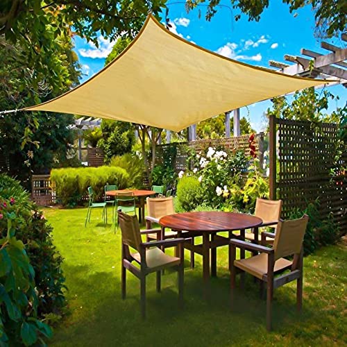 Amzeeniu Toldo Vela de Sombra Rectangular 2x3m Protección UV, Toldo con Protección Solar,Toldo de Vela Solar para Jardín Oxford a Prueba de Impermeable para Exteriores Patio Terraza Balcón,Crema