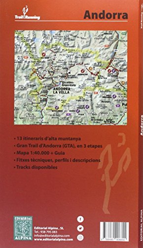 Andorra Trail Running + guía. 13 itineraris. Escala 1:40.000. Editorial Alpina.