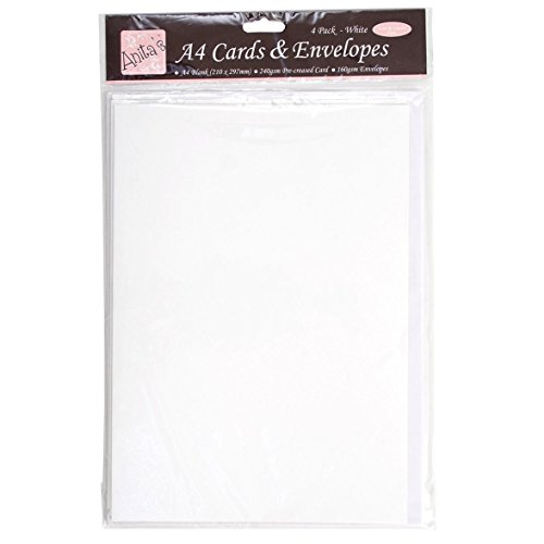 Anita's ANT 1517000 - Juego de tarjetas en blanco y sobres (A4, 4 unidades), color blanco