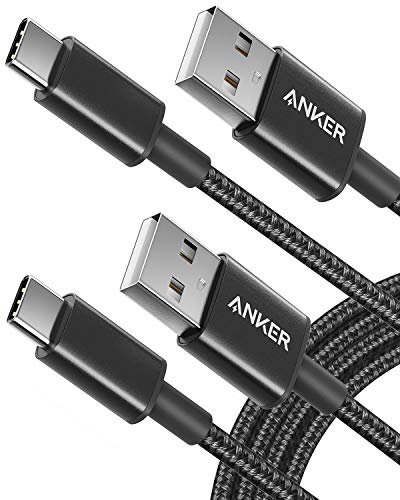 Anker Cable USB C a USB A, 180 cm de largo, nailon con trenzado doble, para Samsung Galaxy S9/S9+/S8/S8+/Note 8, LG V20/G5/G6 y muchos más, color negro