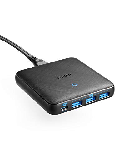 Anker PowerPort Atom III Slim USB-C - Cargador (65 W, 4 puertos, PIQ 3.0 y GaN, con entrada USB-C de 45 W, para MacBook, USB C portátiles, iPad Pro, iPhone, Galaxy, Pixel y más)