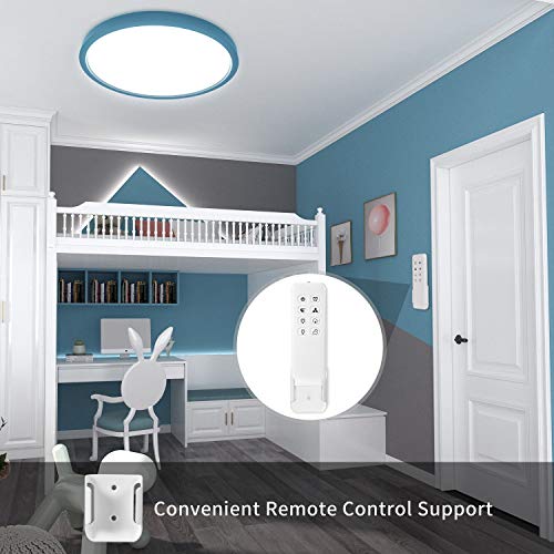 Anten plafones para techo Leo | 24W con mando a distancia | 3 colores de luz + luminosidad regulable | Ø30cm redondo | 2,5cm plano | lamparas de techo azul para habitacion infantil.