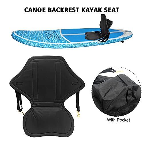 Anwangda Asiento de kayak Asiento acolchado desmontable, respaldo ajustable portátil con soporte trasero para kayak, canoa, rafting pesca (negro)