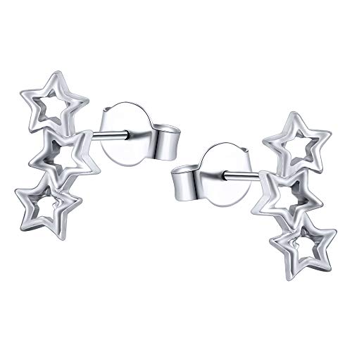 AoedeJ Pendientes de estrella Pendientes de plata esterlina con aretes de estrella Pendientes de escalador de oreja Pendientes de brazalete con orugas (Style 1)