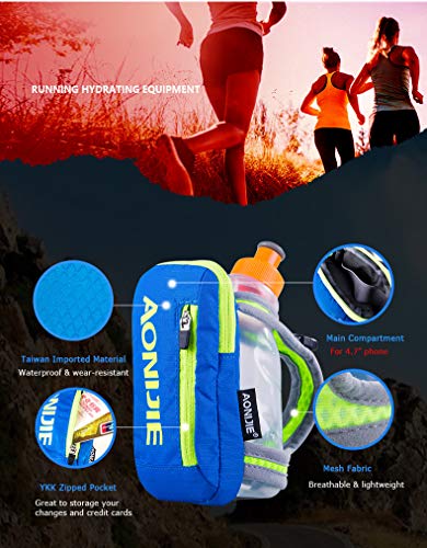 AONIJIE Botellas de agua corriendo de mano con botella de agua de 250 ml, bolsa de almacenamiento mochila de hidratación para correr senderismo, ciclismo