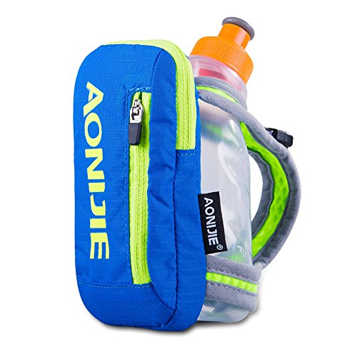 AONIJIE Botellas de agua corriendo de mano con botella de agua de 250 ml, bolsa de almacenamiento mochila de hidratación para correr senderismo, ciclismo