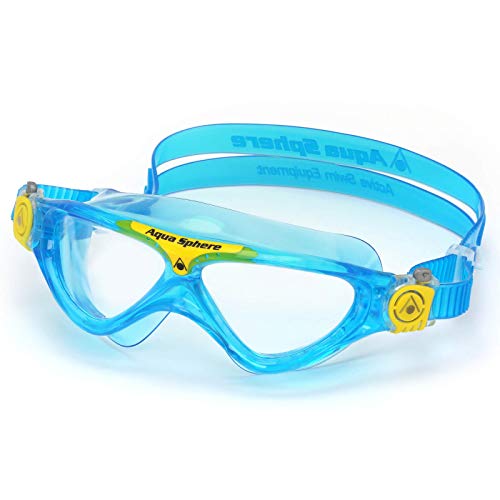 Aqua Sphere Vista Jr Gafas de natación, Azul Claro y Amarillo/Lente Transparente, Talla única