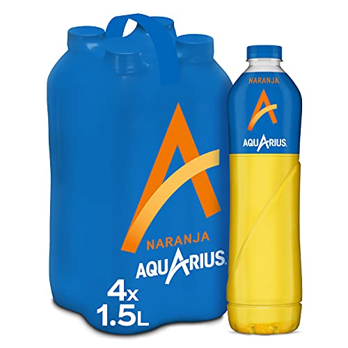 Aquarius Naranja - Bebida funcional con sales minerales, baja en calorías - Pack 4 botellas 1.5L