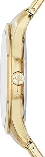Armani Exchange Reloj de Tres Manecillas para Hombre, Tamaño de Caja 45 mm, Correa de Acero Inoxidable, Oro (Dorado)