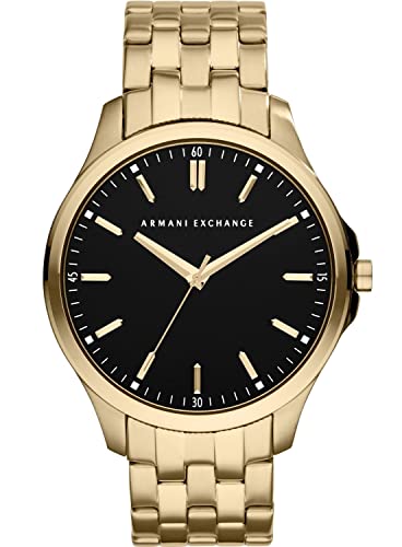 Armani Exchange Reloj de Tres Manecillas para Hombre, Tamaño de Caja 45 mm, Correa de Acero Inoxidable, Oro (Dorado)