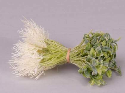 artplants.de Planta de judías sintética Madina, con raíces, Verde-Blanco, 14cm - Mata de judías Artificial - Planta Textil de judías