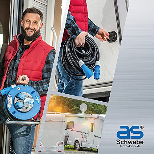 as - Schwabe - Acoplamiento de 7 polos - Adaptador para exteriores y caravanas de 12 V - Cable DIN ISO 1724 con clip de seguridad y conexión por tornillo - IP44 - Hecho en Alemania - Negro I 60463
